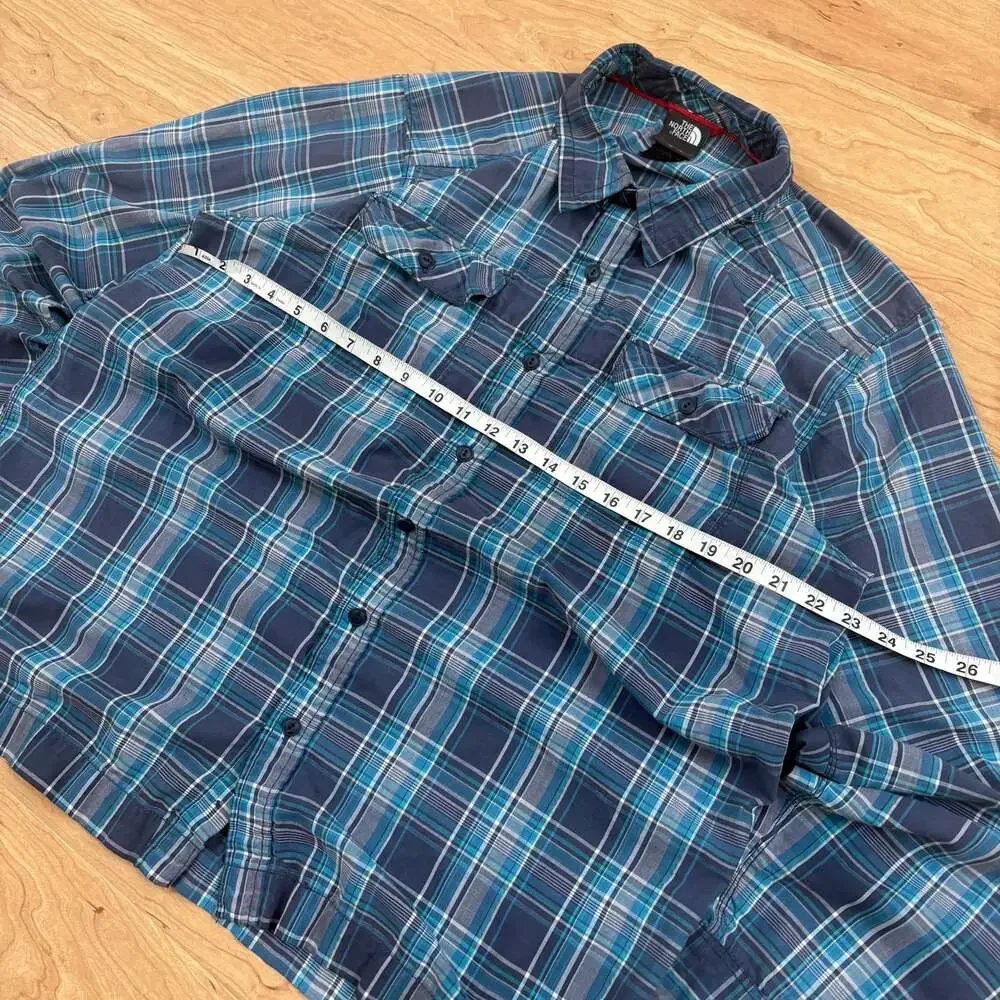 The North Face Men's Blue Plaid Long Sleeve Button-Up Shirt Size XL